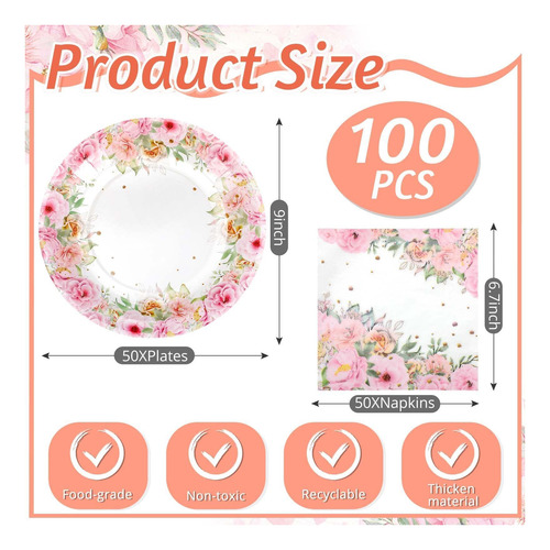 Umigy 100 Pcs Placas Desechables, Ideales Para Tea Party