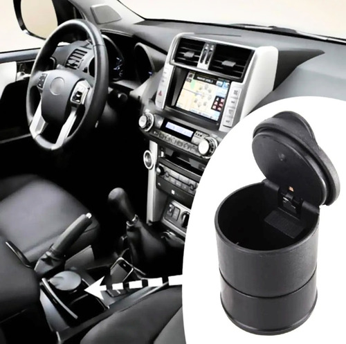 Imagen 2 de 5 de Cenicero Universal Auto Porta Objeto Tachito Con Tapa Vaso