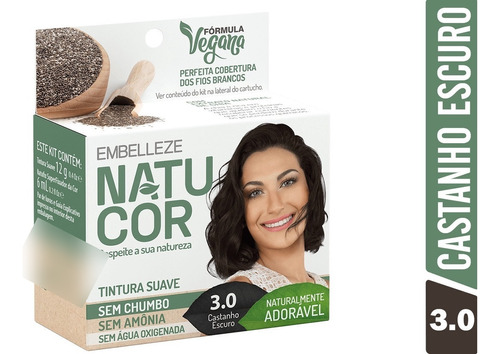 Kit Tintura Natucor  Tinta de cabelo tom 3.0 castanho escuro para cabelo