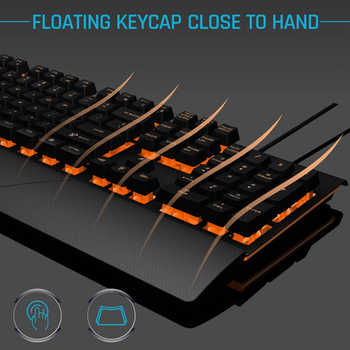 Reposamuñecas Con Cable Rgb De Tacto Mecánico, 104 Teclas, T