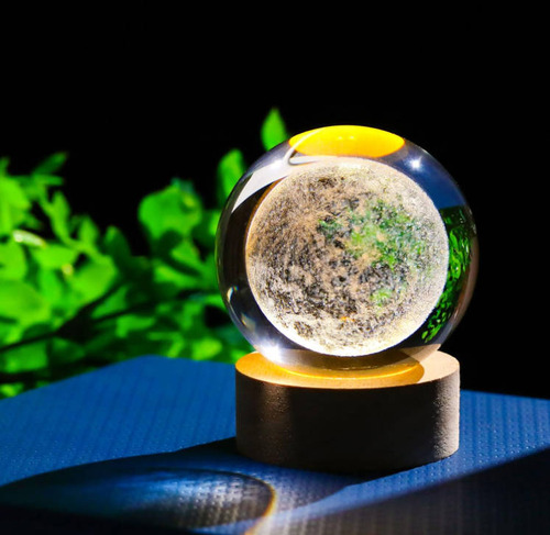 Lampara De Noche Led 3d Bola Cristal Luz Nocturna Estructura Luna