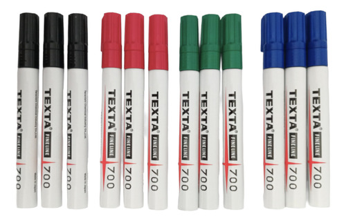 Kit 12 Canetas Texta 700 Marcador De Pele Cirúrgico - Cores