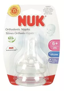 Nuk Cuello Ancho Pezón De Silicona, De Flujo Rápido, Tamaño