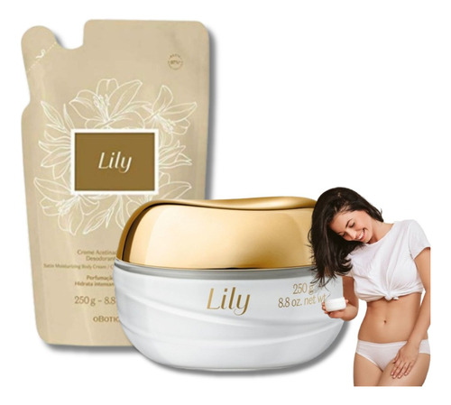 Creme Corporal Boticário Kit Presente Lily Acetinado + Refil