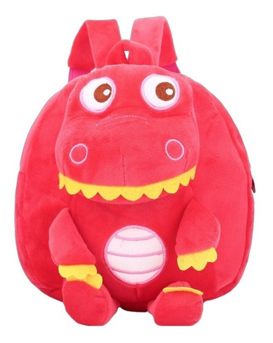 Mochila Peluche Dino Lonchera Colores Infantil Color Rojo