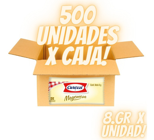  Mayonesa Sachet Carozzi - 8 Gr.  - 500 Unidades X Caja