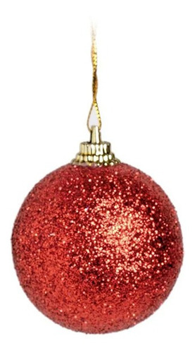 12 Un Bolas Vermelho Glitter Enfeite Decoração Árvore Natal