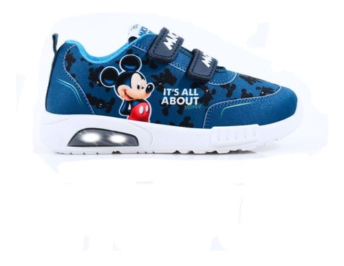 Zapatillas Footy Disney Mickey Azul Pop Con Luces Al Pisar