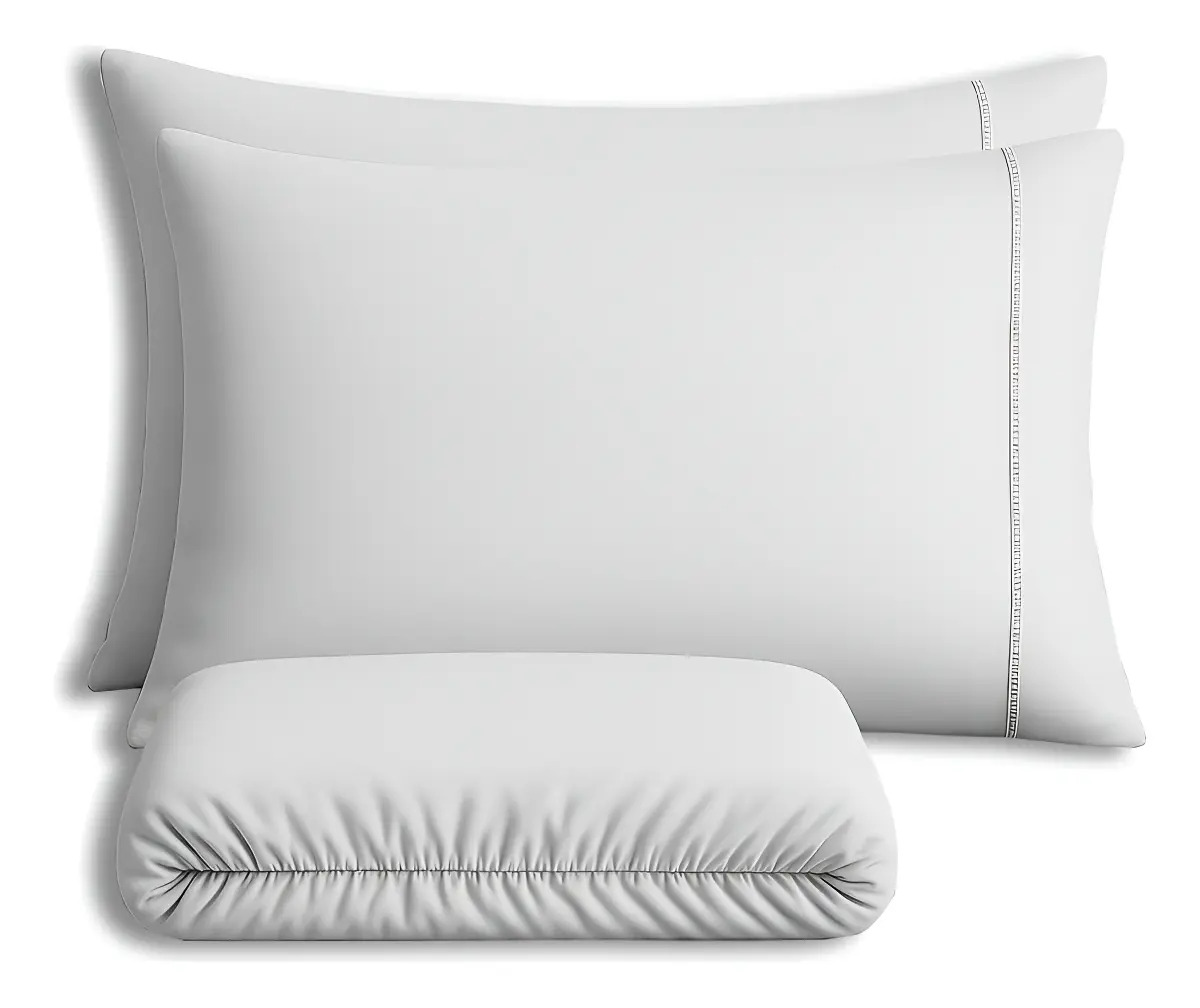 Jogo Lençol Para Cama Box Tamanho Casal 400 Fios Micropercal Cor Branco