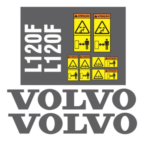 Adesivos Gráfico Pá Carregadeira Compatível Com Volvo L120f Cor ADESIVO EMBLEMA GRÁFICO L120F