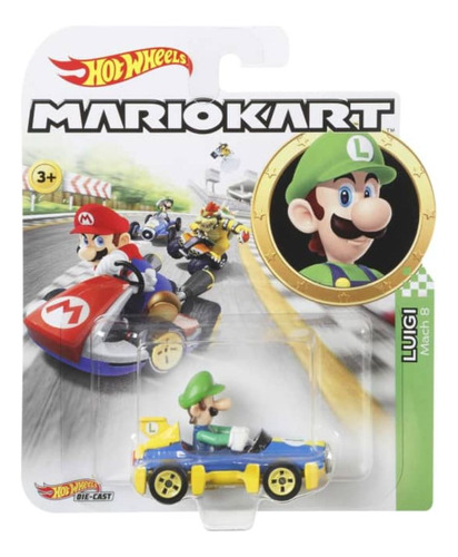 Hot Wheels Mario Kart Colecionável Gbg25 Mattel Cor Luigi