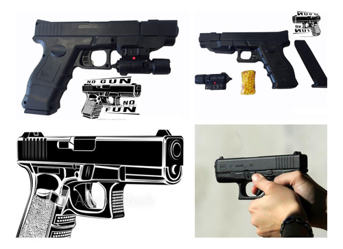 Pistola Juguete Tipo Glock Plástico 6mm Mira Laser