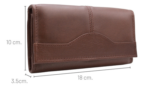 Cartera Larga Mujer Piel Billetera Monedero Gran Capacidad Chocolate