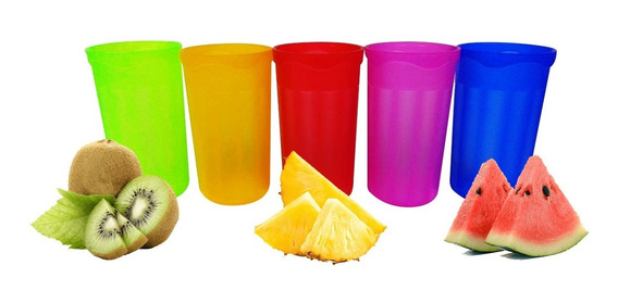 Xrten Vasos de Plástico Juego de Vasos Colores 200 ml Resistencia al Calor y 1 Botella de Agua 600 ml Duros Reutilizables 7vasos de plástico de Colores 