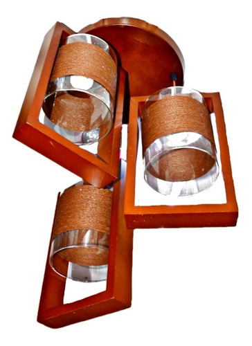 Lámparas De Techo Colgante Moderna Con Madera 3 Focos