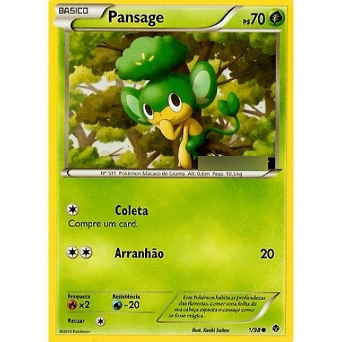 Pansage - Pokémon Planta Comum - 1/98 - Pokemon Card Game