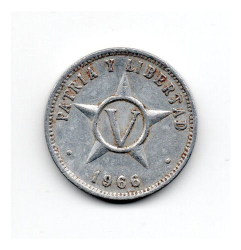Moneda 5 Centavos Cubanos Año 1966 Km#34