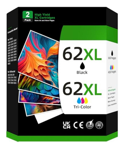 Cartuchos De Tinta 62xl Negro Y Color Para Hp Envy 5540 5640