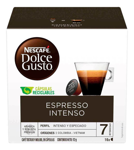 Capsulas Nescafé Dolce Gusto Espresso Intenso 16 Unidades