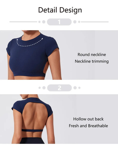 Ydjs Licra Playera Crop Top Deportivo Casual Blusa Mujer