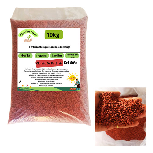 Cloreto De Potássio Vermelho Granulado Plantas Em Geral 10kg