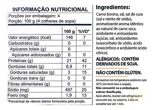 Carne Bovina Seca Já Cozida E Desfiada Com Sal 400g Vapza