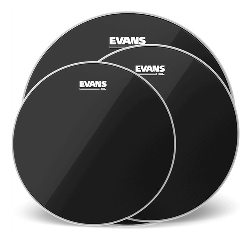 Set Parches Evans Level 360 Black Chrome 12 13 16 Pulgadas .