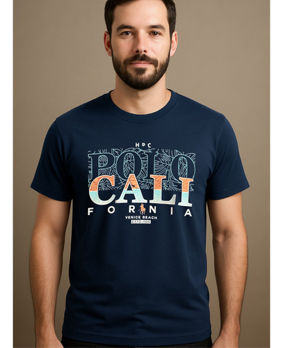 Playera Estampada Polocalifornia Comoda Hombre Estilo Casual