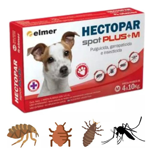 Pipeta Pulgas Perros Garrapatas Piojos Hectopar 4 A 10 Kg Rojo