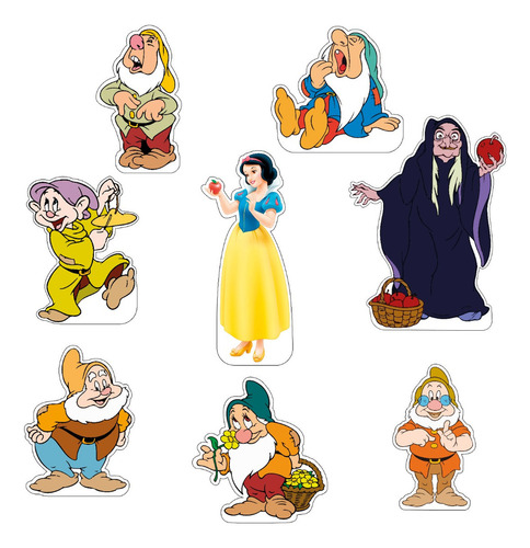 Figuras De Blanca Nieves Base Rígida Kit 8 Pzas Coroplast