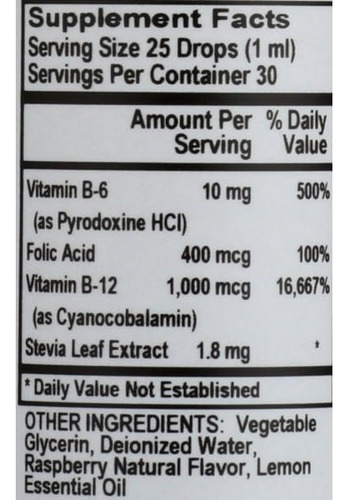 Sprouts B-12 Vitamina B6 Ácido Fólico Gotas Líquidas 30 Ml
