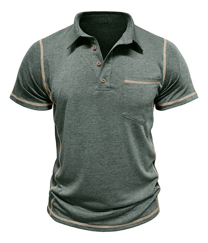 Camisa Transpirable De Manga Corta Con Bolsillos De Moda