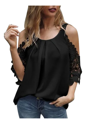 Poleras con encaje de mujer hotsell