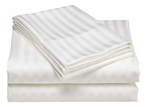 Juego De Sabanas Queen Sateen Stripe Karytex - Blanco