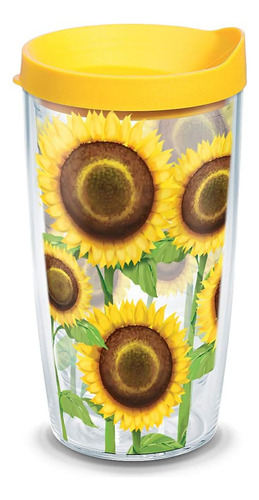 Vaso De Plástico Girasoles Y Envoltura Y Tapa Amarilla...