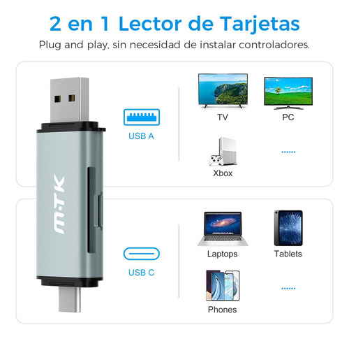 Adaptador tipo C y USB-A micro SD lector de tarjetas SD OTG celular