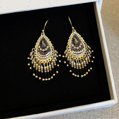 Pendientes Colgantes Con Borlas Para Mujer, Ideales Negro