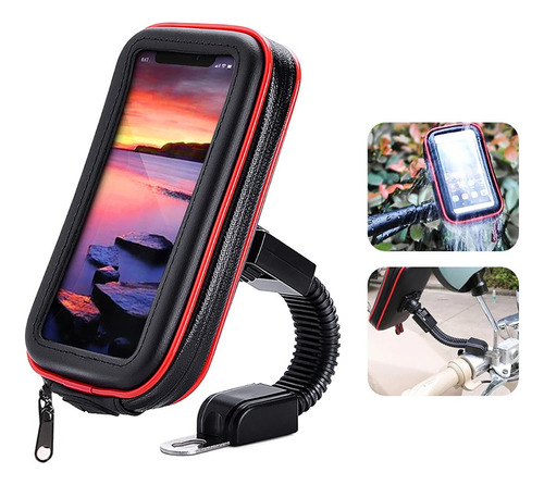 Suporte Celular Com Carregador Capa Case Bike Moto Motoboy Cor Preto/vermelho