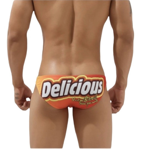 Trusa Delicious Sexy Corte Bikini A La Cadera Hombre Naranja