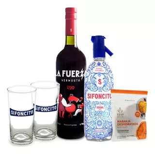 Kit Vermut La Fuerza Vermouth + Sifon 500ml + 2 Vaso Vermu