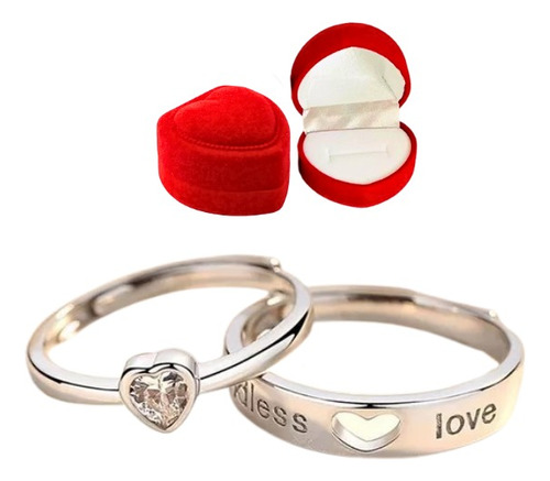 Anillo Alianza Pareja Corazon Endless Love + Estuche