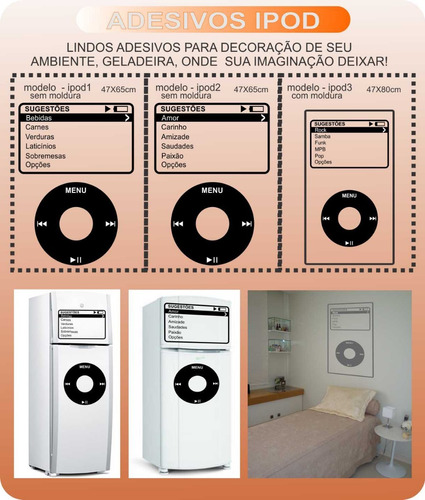 Adesivos Decorativos De Parede, Geladeira, Vidro - Tema iPod