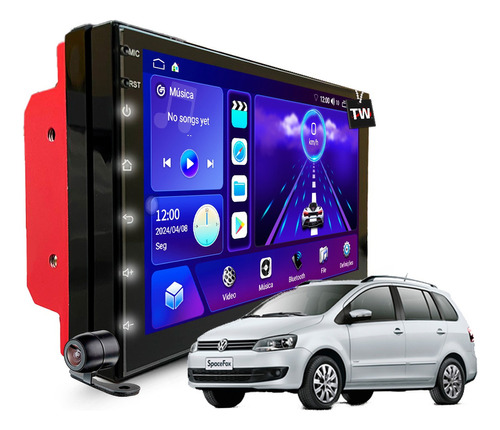 Som Multimídia Android Carplay Gps 2+64gb Wifi Youtube 7pol Cor Volkswagen Spacefox 2011