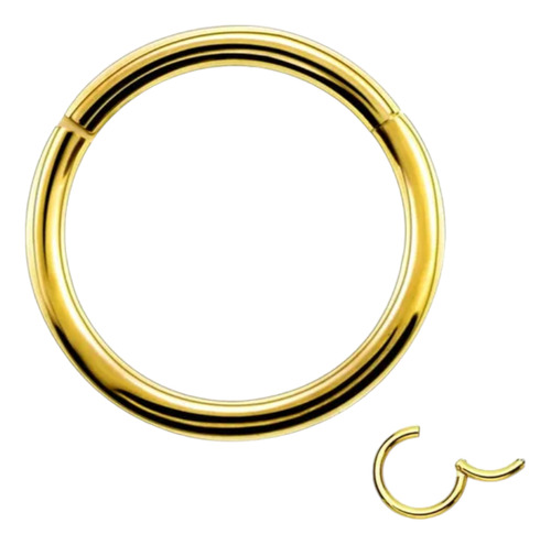 Aro Titanio Piercing Argolla Clicker Delgada Dorada 0.8mm 