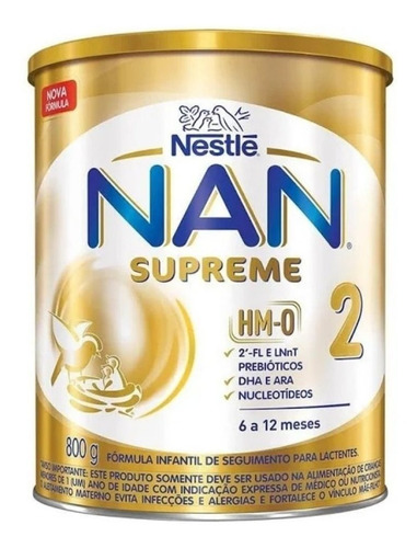 Leche de fórmula en polvo Nestlé Nan Supreme 2 en lata de 1 de 800g - 6  a 12 meses