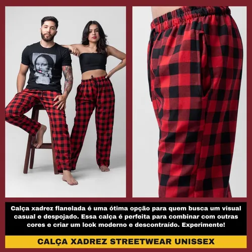 Calça xadrez masculina flanela 2025