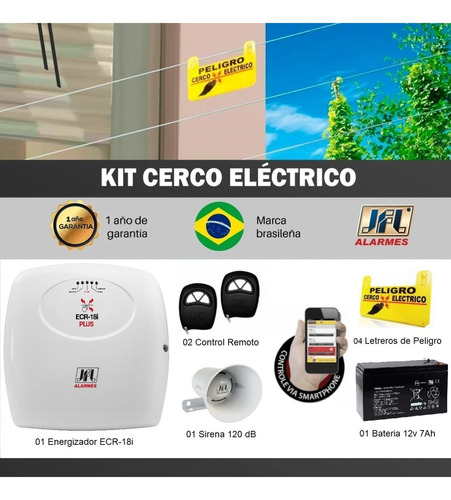 Kit Energizador / Alarma Cerco Eléctrico Por App  12000m Jfl