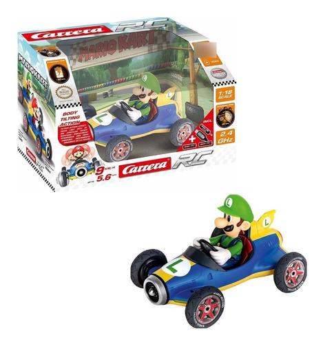 Carro Control Remoto Mario Kart Mach8 Luigi 1:18 Oficial