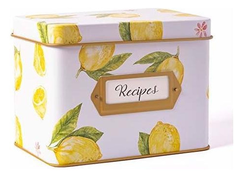 Heart & Berry Lemon Recipe Box With 24 4x6 Recipe Cards 