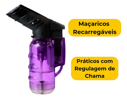 5 Maçarico Mini Portátil Recarregável Ultra Chama 1300 Graus